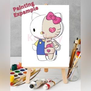 Paint Your Own Hello Kitty Skeleton Canvas , Sip and Paint Canvas